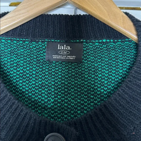 Dressed in Lala Rawr T-Rex Jacquard Cardigan black green SzS/M - Picture 7 of 9